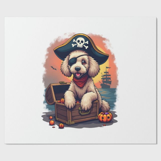 Papel De Presente Cachorro Pitpull Fantasma Halloween (Aberto)