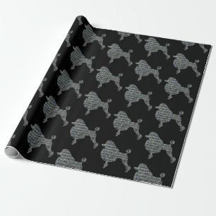 Papel De Presente Cachorro Poodle Grid Amarelo & Azul