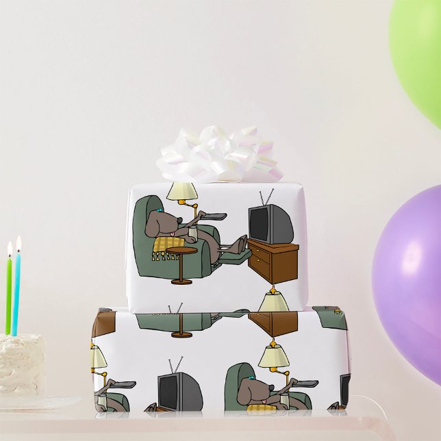 Papel De Presente Cachorro relaxado assistindo TV (Criador carregado)