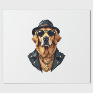 Papel De Presente Cachorro Retriever Dourado Vintage Legal de Óculos
