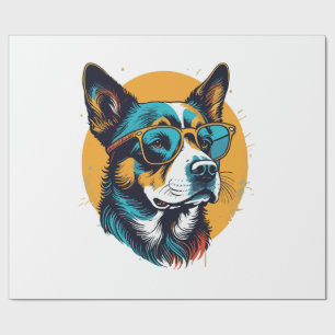Papel De Presente Cachorro retrô usando óculos de sol