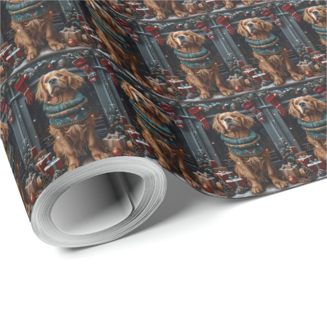 Papel De Presente Cachorro Setter Vermelho Irlandês com Presente de  (Ponta do rolo)