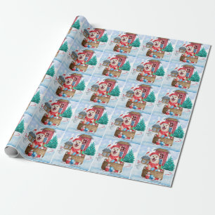 Papel De Presente Cachorro Shiba Inu Na Casa Dos Cachorros De Natal 