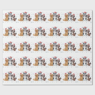 Papel De Presente Cachorro Siberiano Engraçado Na Árvore De Natal