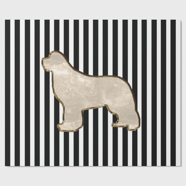 Papel de Presente Cachorro Terra Nova Dourado (Aberto)
