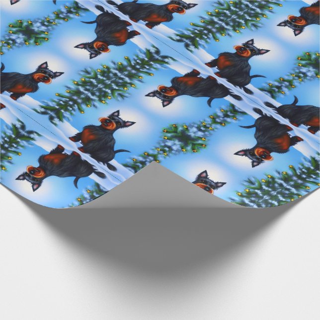 Papel De Presente Cachorro Terrier Escocês Festivo Fofo Único (Ponta)