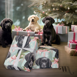 Papel De Presente Cachorros, cor-de-rosa e azuis