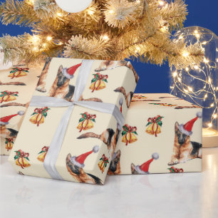 Papel De Presente Cachorros de Natal bonitos com sinos de Jingle San