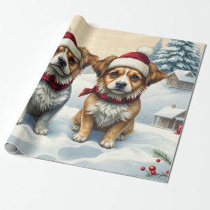 Papel De Presente Cachorros pequenos no inverno de pré-disquete e ch