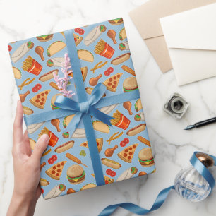 Papel De Presente Cachorros Quentes de Pizza de Comida de Lixo de Co