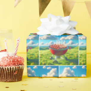 Papel De Presente Cachorros Quentes Fumantes Na Grelha De CHURRASCO