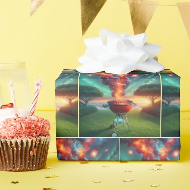 Papel De Presente Cachorros Quentes Fumantes Na Grelha De CHURRASCO (Festa de aniversário)