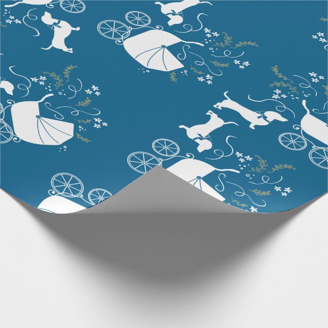 Papel De Presente Cachshund Wiener Chá de fraldas Blue Boy (Ponta)