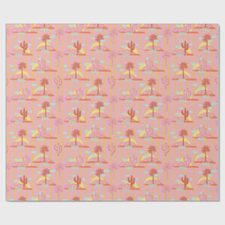 Papel De Presente Cacto Bonito, Listras Amarelas Sunny E Nuvens