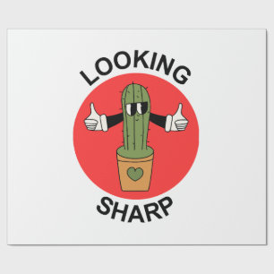 Papel De Presente Cacto de Olhar Afiado Trocadilho