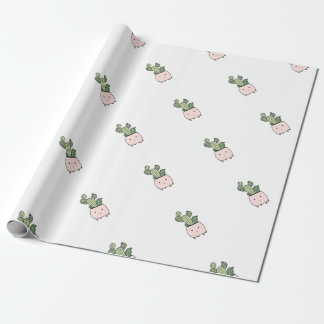 Papel De Presente Cacto de sorriso do Succulent no flowerpot