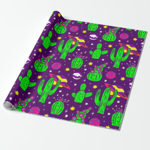 Papel De Presente cacto do espaço exterior deserto planetas alieníge