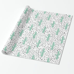 Papel De Presente Cacto e triângulos abstratos artísticos modernos