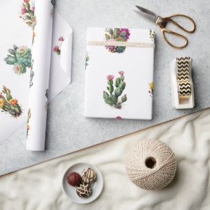 Papel De Presente Cacto Suculento Tropical