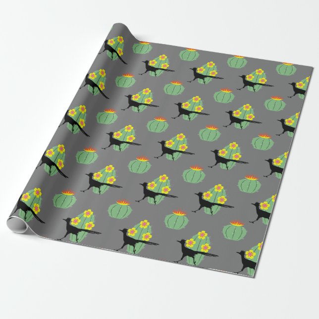Papel De Presente Cactos E Roadrantes (Desenrolado)