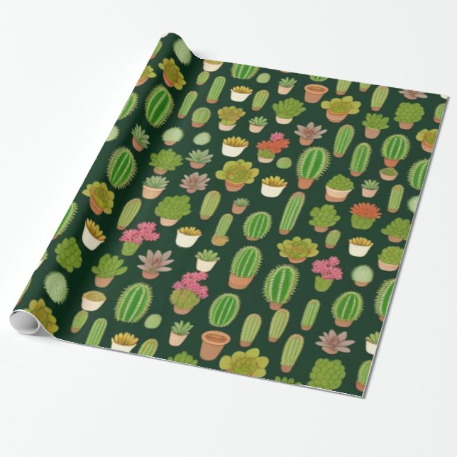 Papel De Presente Cactos e Succulent Wonderland (Desenrolado)