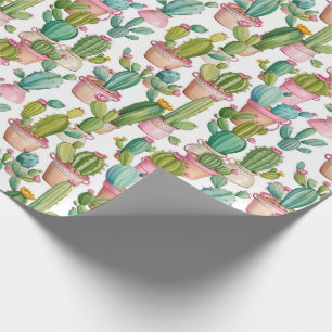 Papel De Presente Cactos Modernos Cortes Padrão