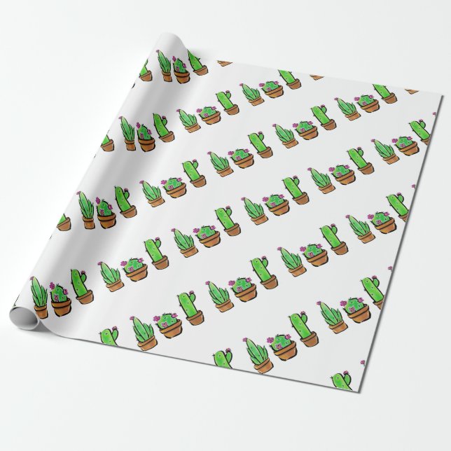 Papel De Presente Cactus cactos succultos (Desenrolado)