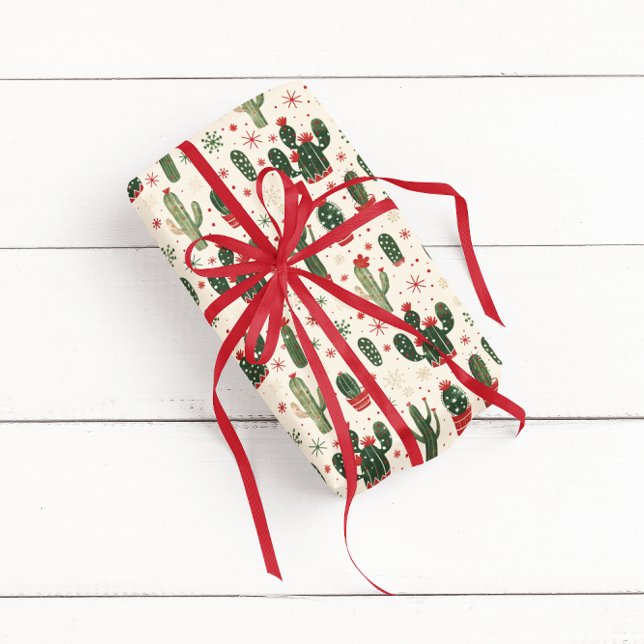 Papel De Presente Cactus de Natal | Deserto (Criador carregado)