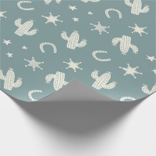 Papel De Presente Cactus e xerife de Crachás