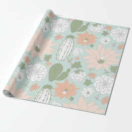 Papel De Presente Cactus Whimsical Floral Patterno