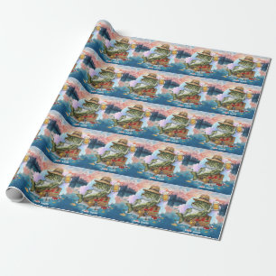 Papel De Presente Cadeado de Pesca com Cores de Água do Partido da R