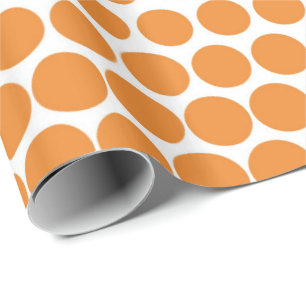 Papel De Presente Cádmio Bolinhas Laranja Moderno Branco