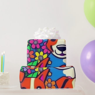 Papel De Presente Cães adoráveis e coloridos cães de estimação