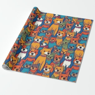 Papel De Presente Cães adoráveis e coloridos cães de estimação
