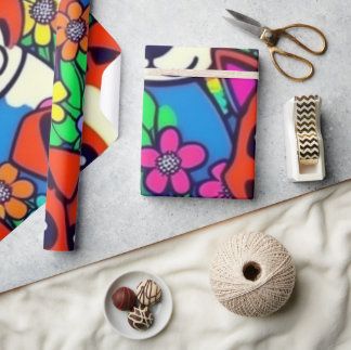 Papel De Presente Cães adoráveis e coloridos cães de estimação