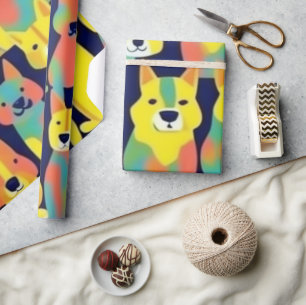 Papel De Presente Cães adoráveis e coloridos cães de estimação