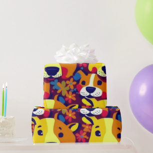 Papel De Presente Cães adoráveis e coloridos cães de estimação