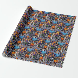 Papel De Presente Cães American Staffordshire Terrier no Halloween