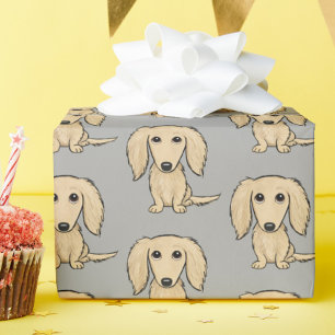 Papel De Presente Cães bonitos de creme de cabelos compridos do