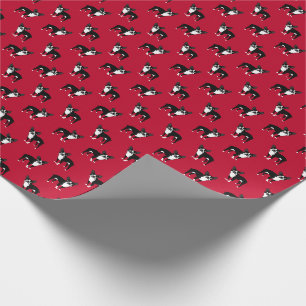 Papel De Presente Cães Boston Terrier Preto e Branco Padrão Vermelho