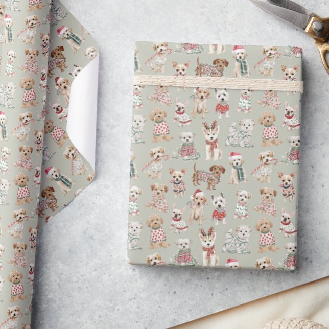 Papel De Presente Cães de Natal Adoráveis (Criador carregado)