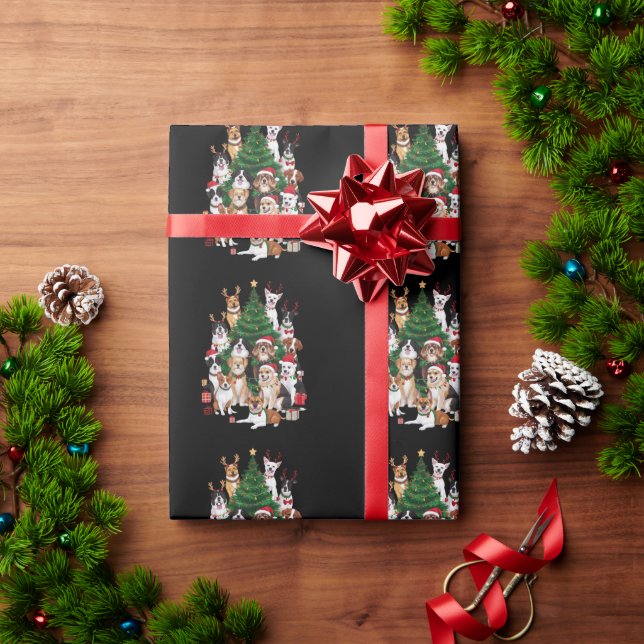 Papel De Presente Cães de Natal Amante de Cachorro Natal Mãe de Cach (Presente de Natal)