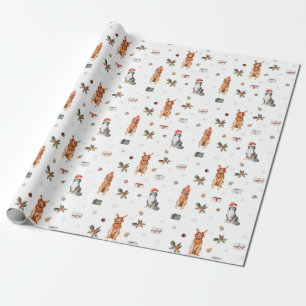 Papel De Presente Cães de Natal Festivos 1