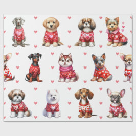 Papel De Presente Cães Dias de os namorados bonitos em branco