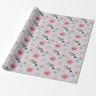Papel De Presente Cães e Flores
