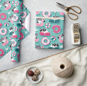 Papel De Presente Cães Engraçados Na Praia Flamingos