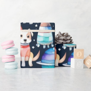 Papel De Presente Cães espaciais planetas, universo de galáxias
