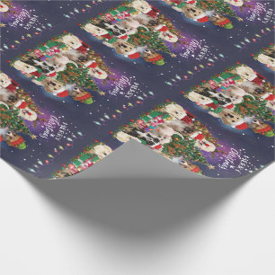 Papel De Presente Cães Feliz Natal Luz