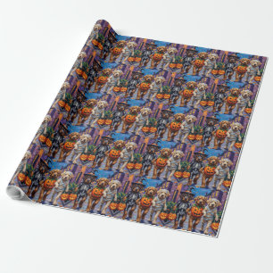 Papel De Presente Cães Mastim Tibetano em Fantasias de Halloween