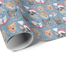 Papel De Presente Cães no Natal da vizinhança azul